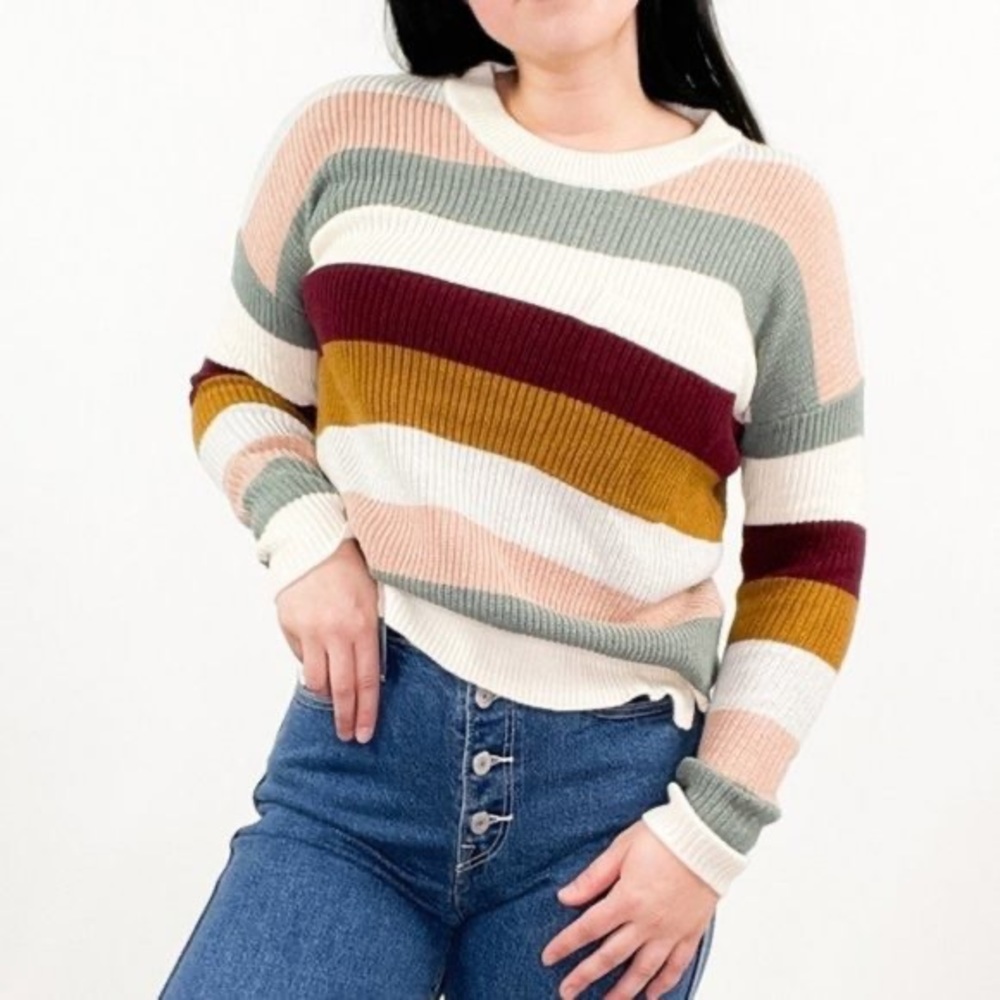 Madewell Thompson Pocket Pullover Sweater Striped Colorful Preppy Sz XXL